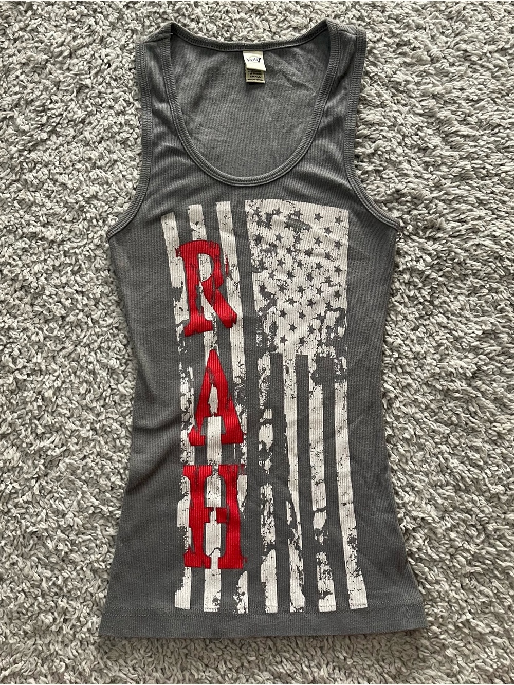 2000s Y2K Kavio Gray Tank Top with Red “Rah” Lettering